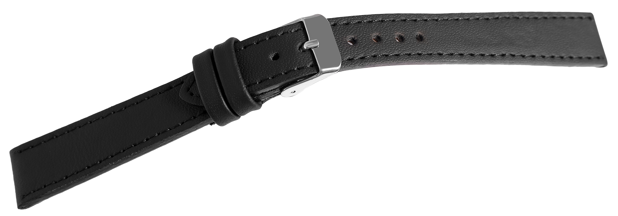 Echtleder Uhrenarmband, schwarz, flach, VE-6, 14 mm