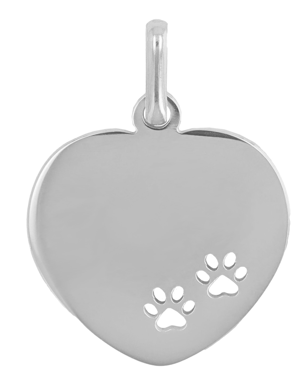 "Zora" Akzent Edelstahlanhänger, Gravurplatte, Herz mit Pfötchen