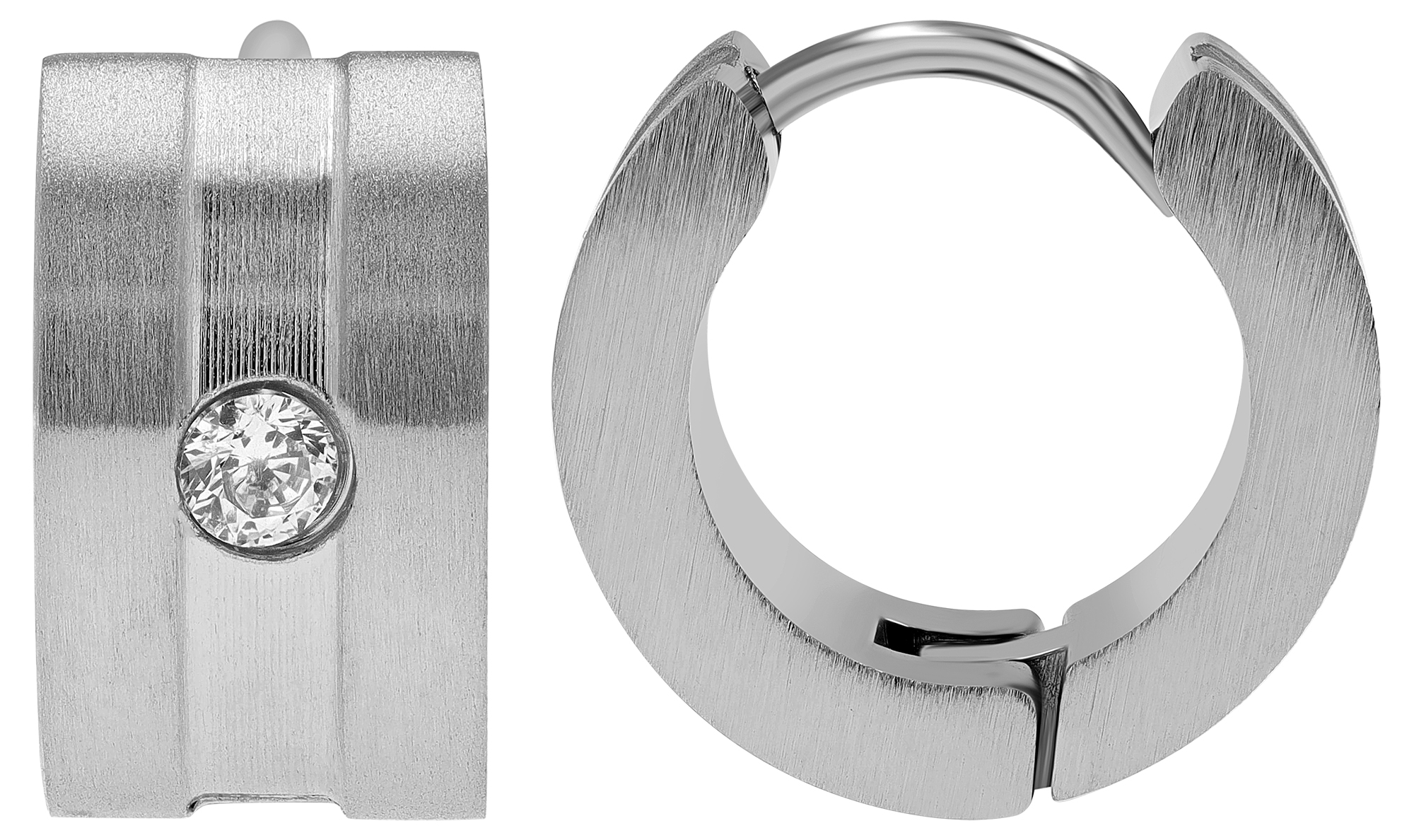 Akzent Edelstahl Klapp-Creolen, silberfarbig