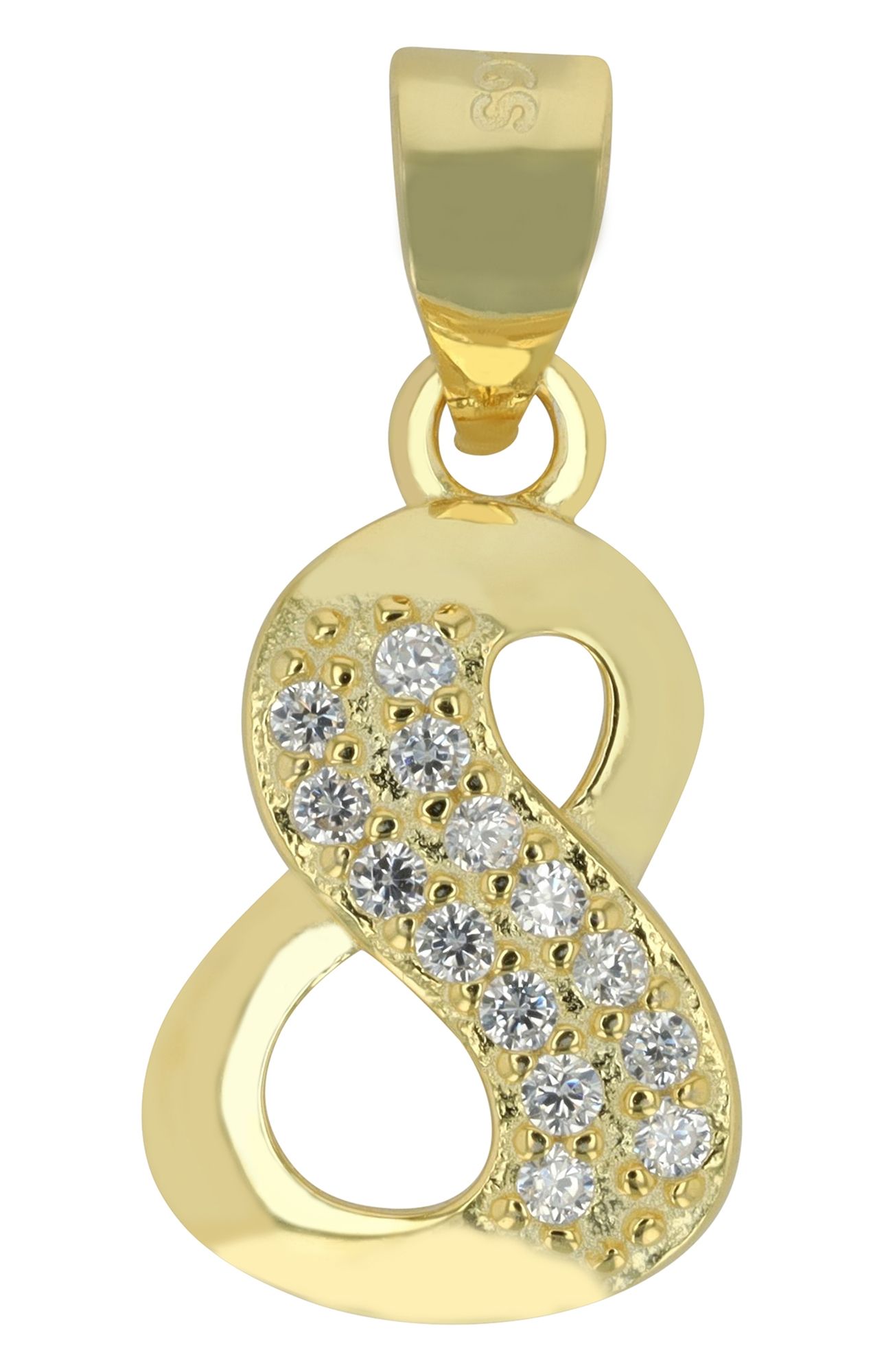 "Davina" - 925/- Echt Silber, Infinity Anhänger, goldfarben