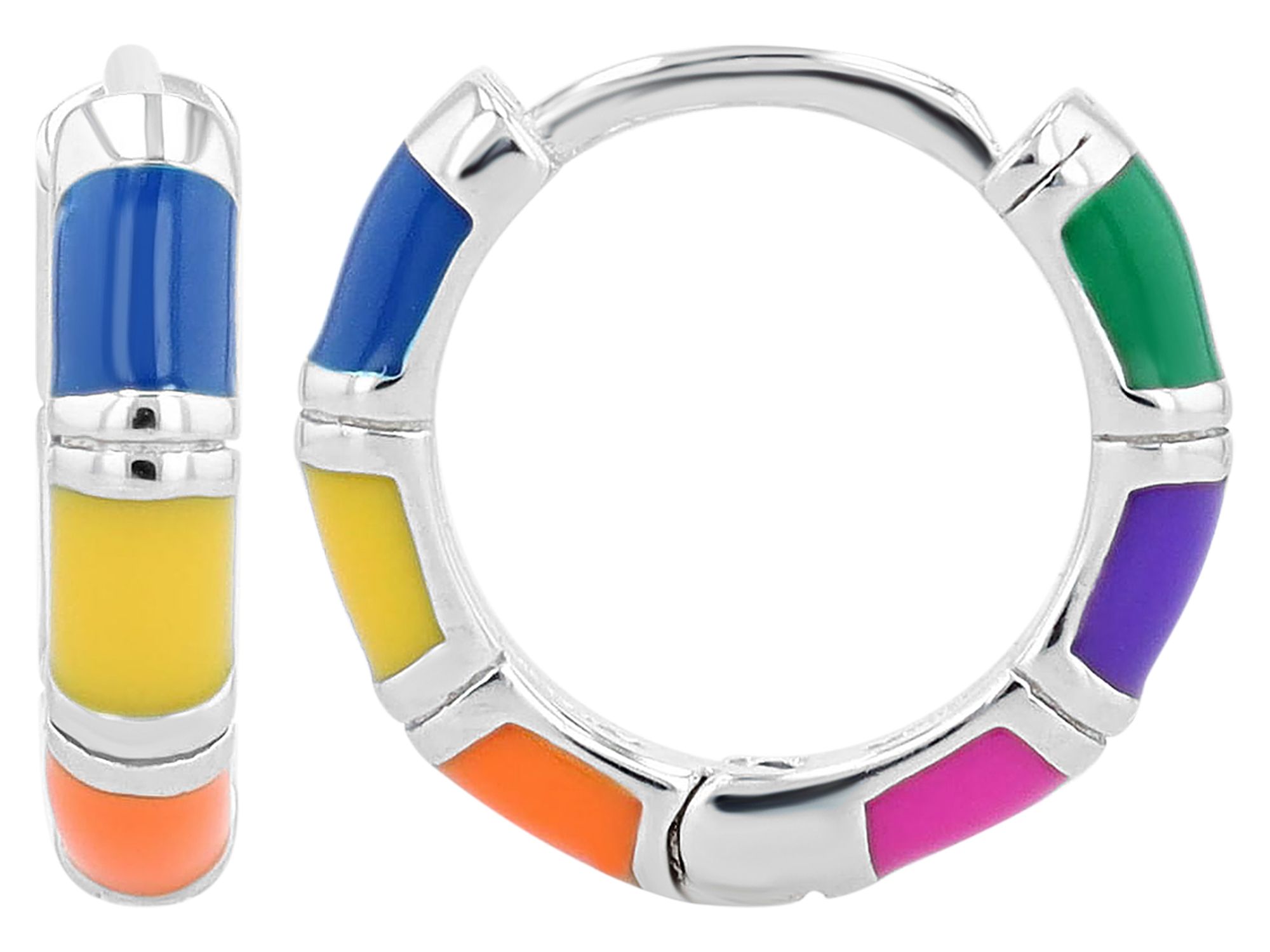 "Celia" 925/- Echt Silber, bunte Mini Creole/ Huggie, Ø 9,5 mm, rhodiniert