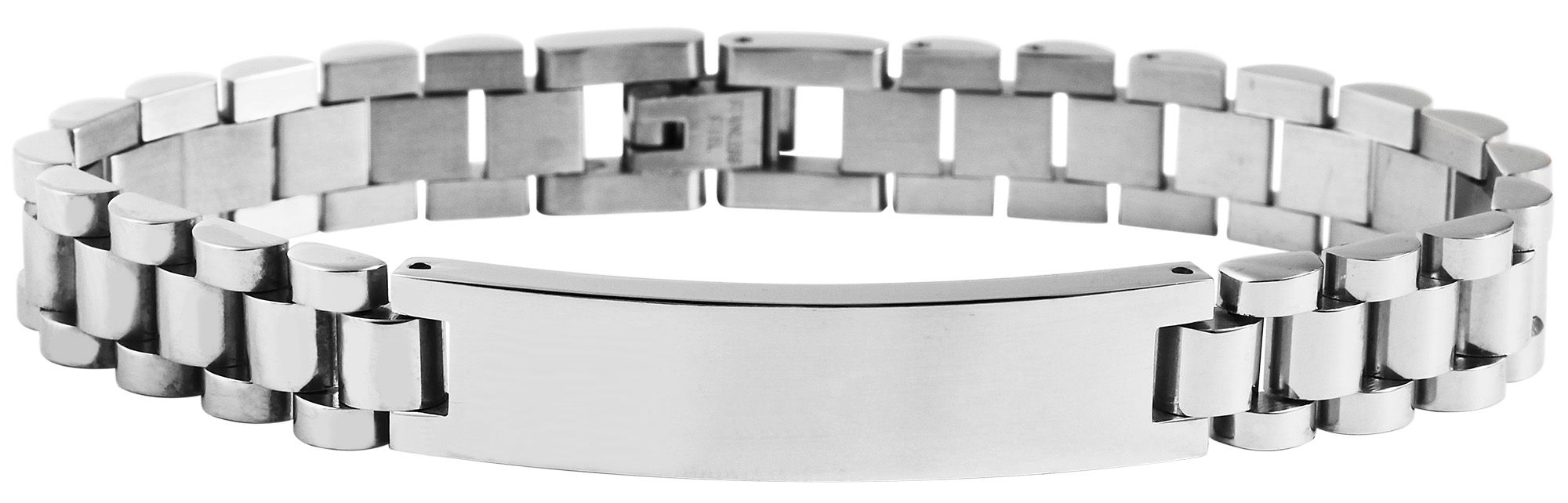Akzent Edelstahlarmband, Gravurplatte, 21 cm, silberfarben