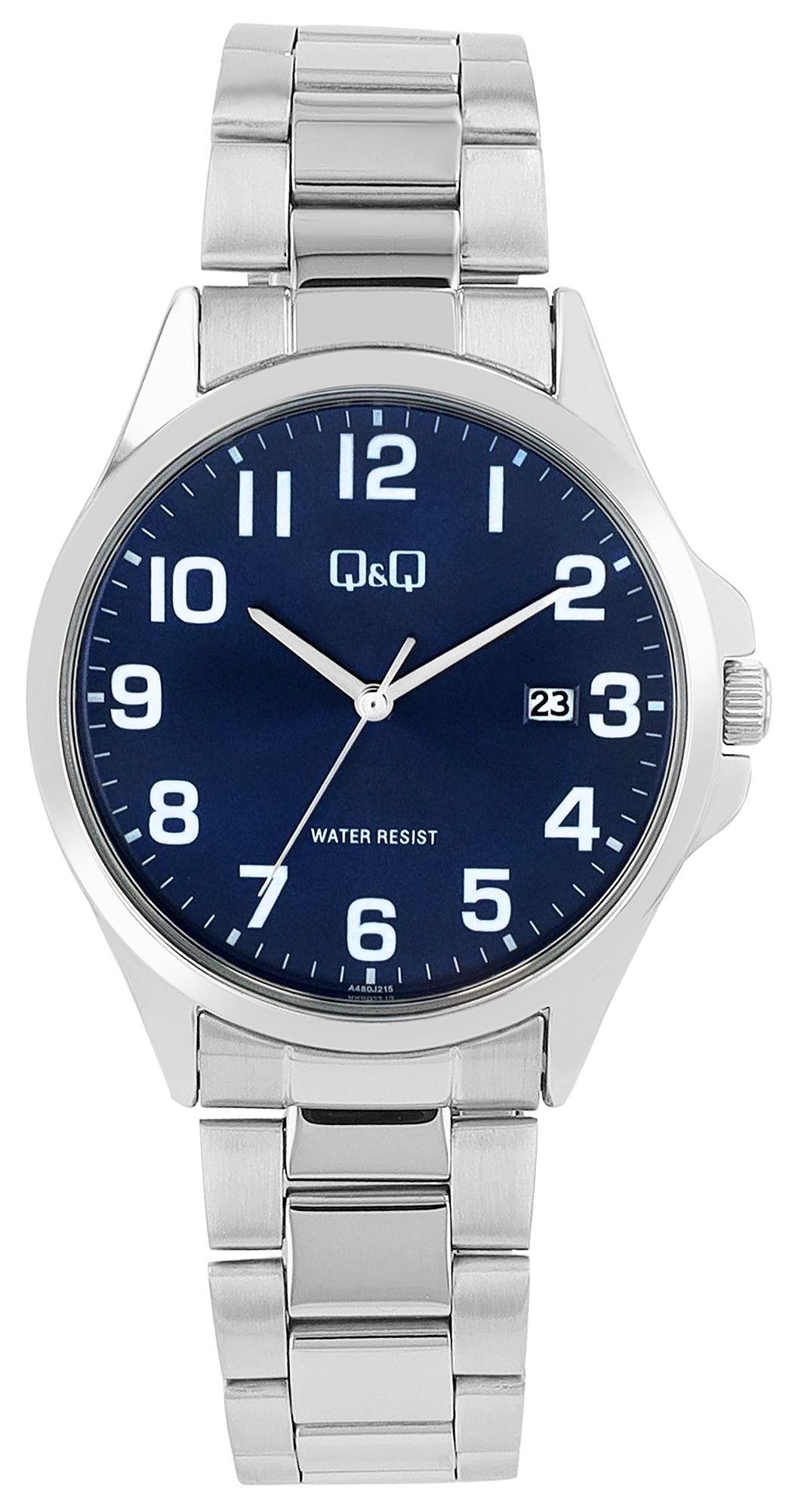 Q&Q Herrenuhr mit Edelstahlarmband, silberfarben/ blau