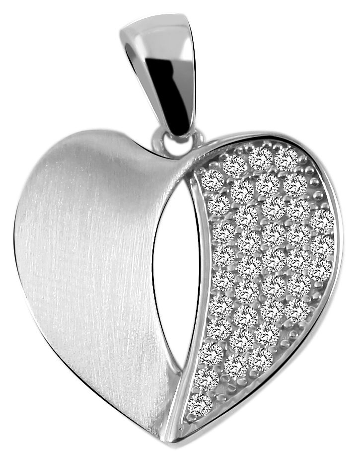 333/- Gold Anhänger "Jolene" ohne Kette, Herz, Zirkoniabesatz, 8 Karat,, Weißgold