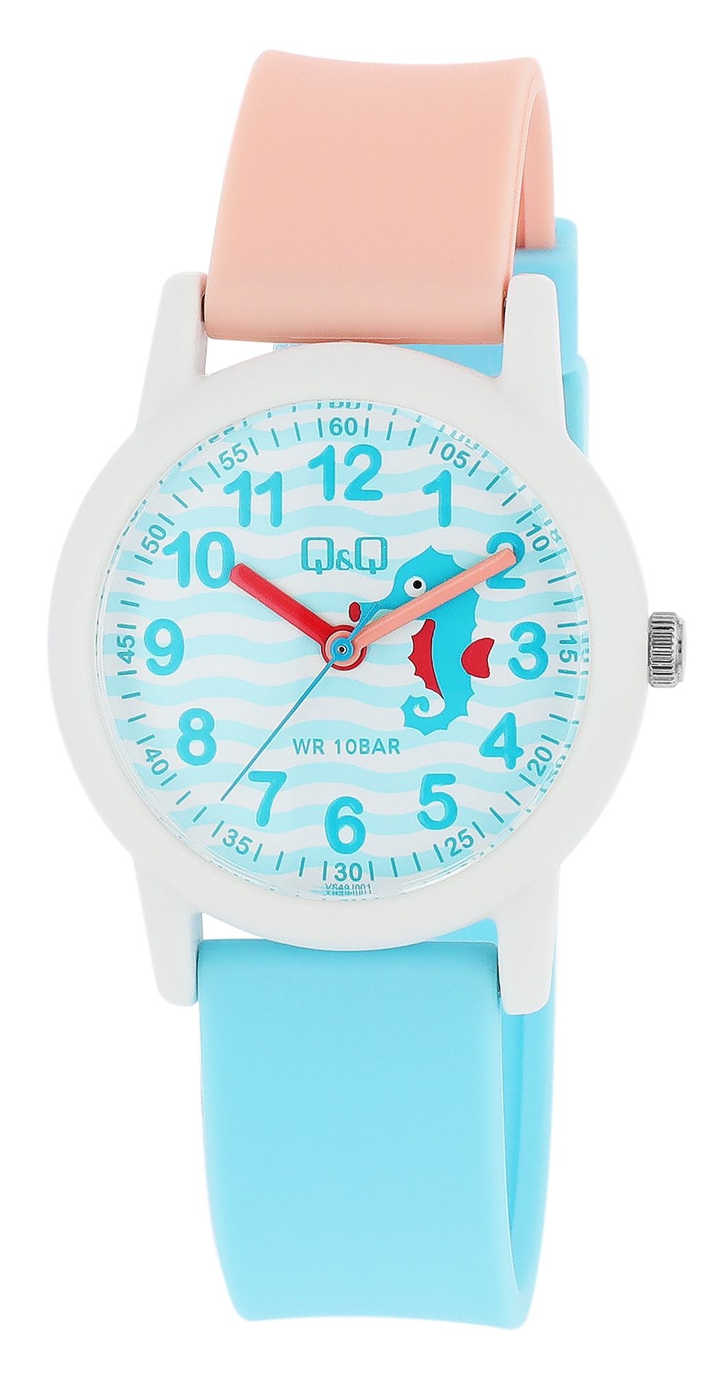 Q&Q Kinderuhr mit Resinarmband, "Seepferdchen", 10 ATM