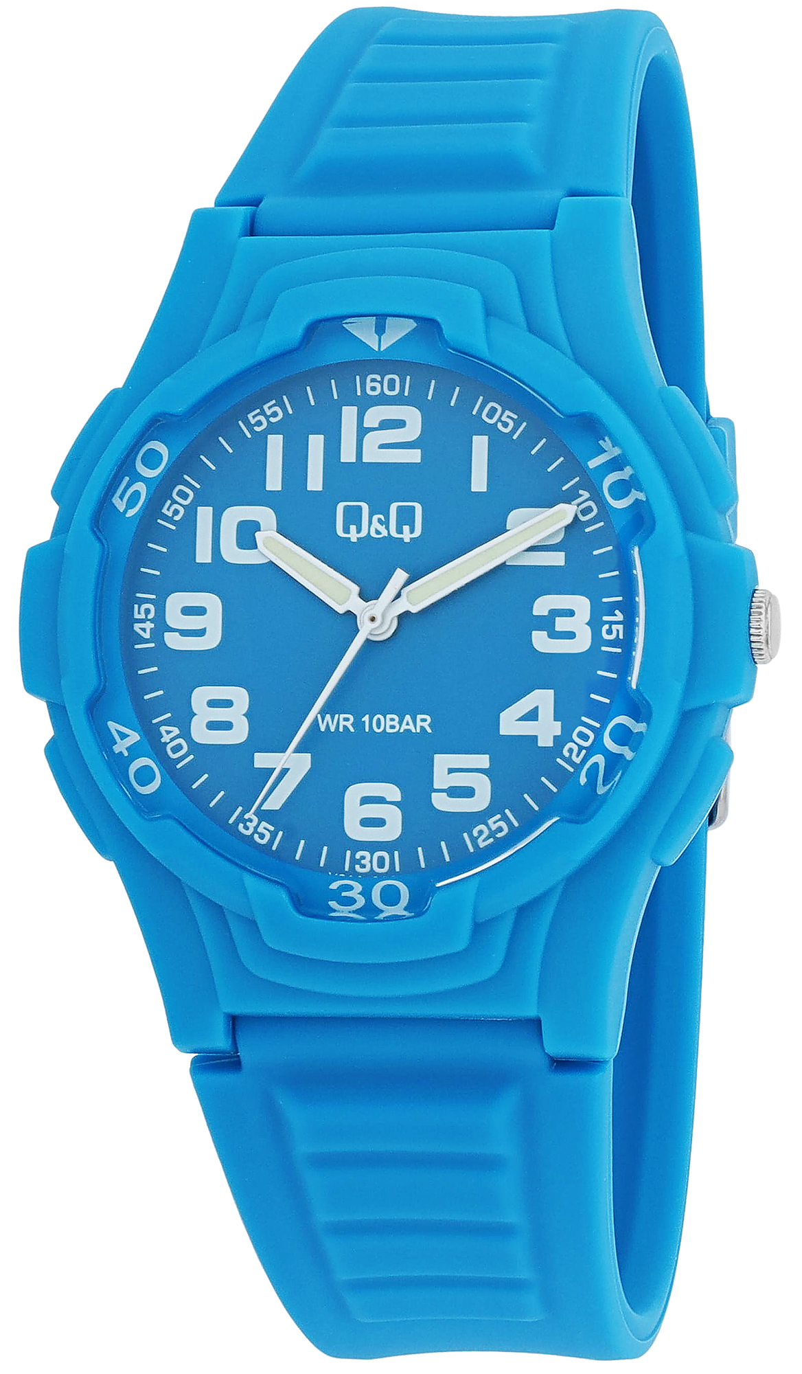 Q&Q Herrenuhr mit Silikonarmband, 10 BAR, blau