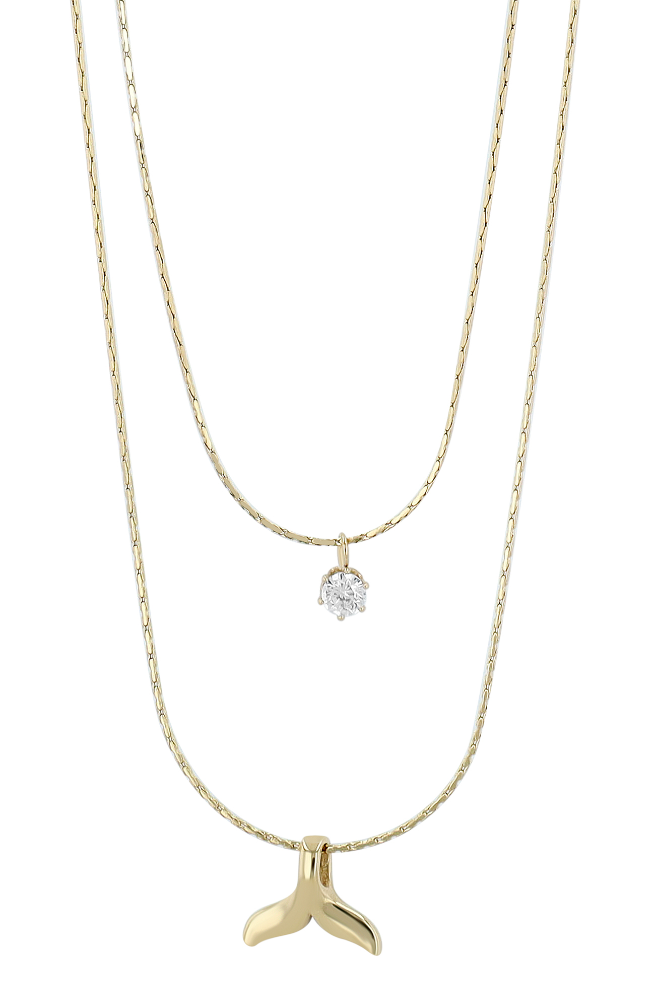 "Serrana" Edelstahlkette mit Anhänger, Walflosse, Two-Layers, 38 - 41,5cm + 5 cm