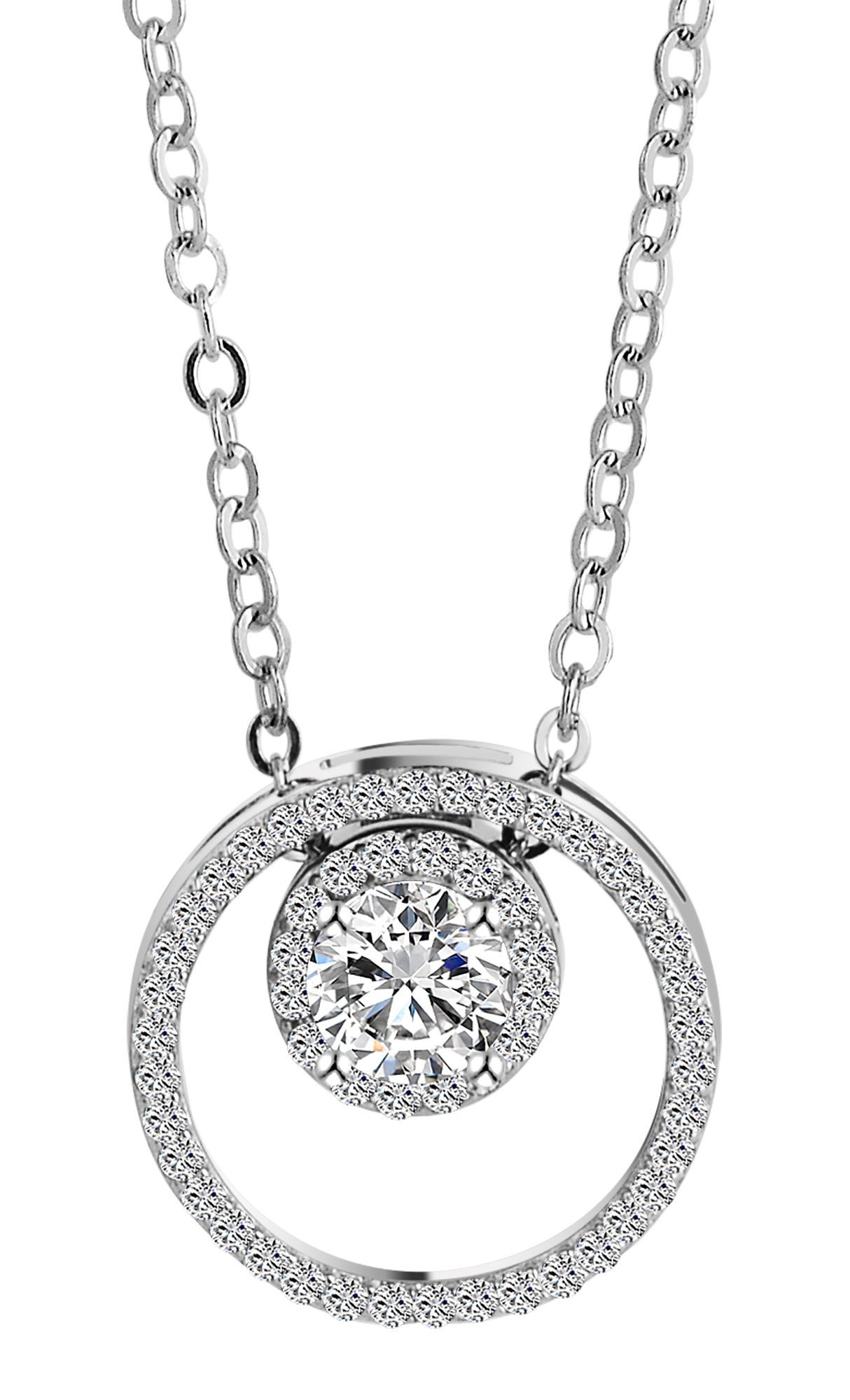 925/- Echt Silber Halskette "Nina" mit Zirkonia besetzten Anhängern, 925/rhodiniert