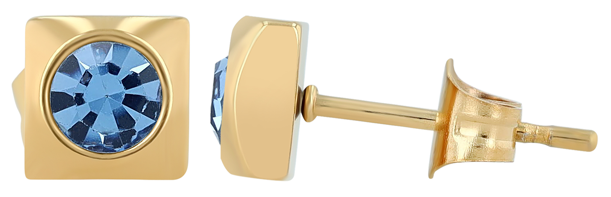 "Juli", Edelstahl Ohrstecker, Similibesatz, goldfarben