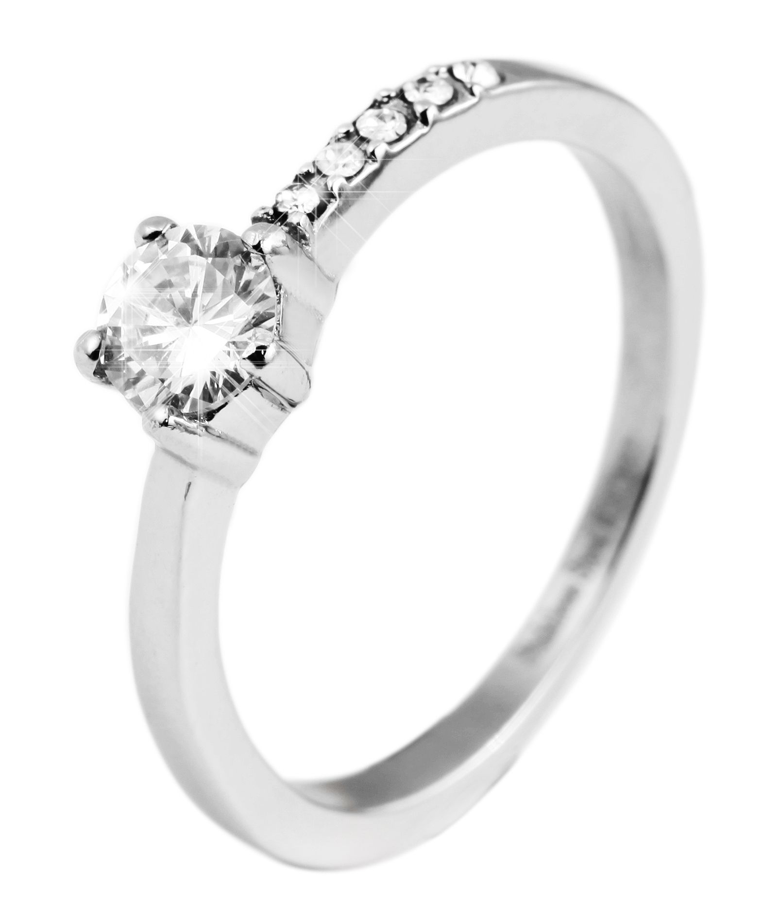 Akzent Edelstahl Damenring mit Zirkoniabesatz, silberfarben