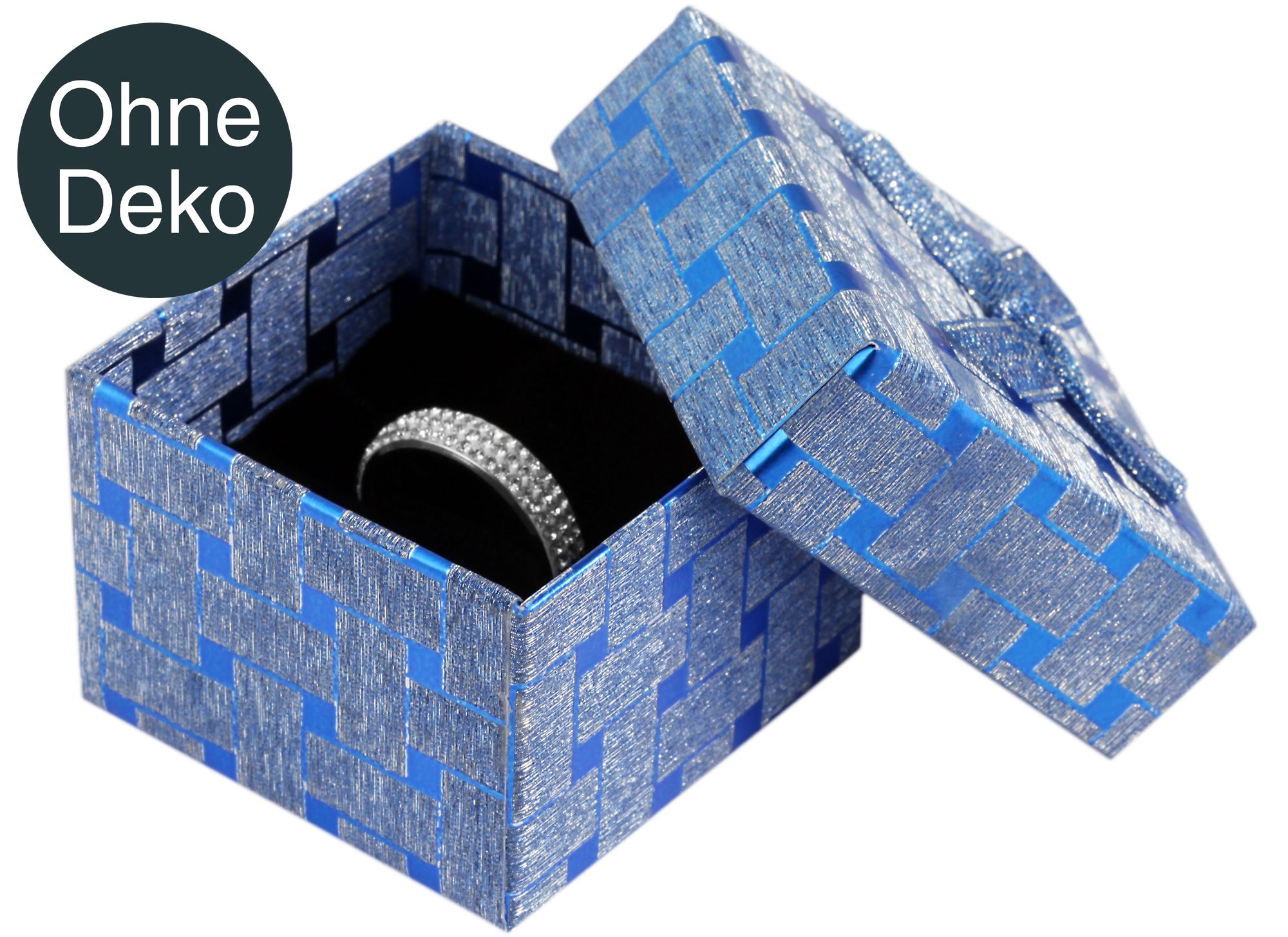 Schmuckbox mit Schleife, VE24, Maße: 5,5 x 5,5 x 4 cm, blau