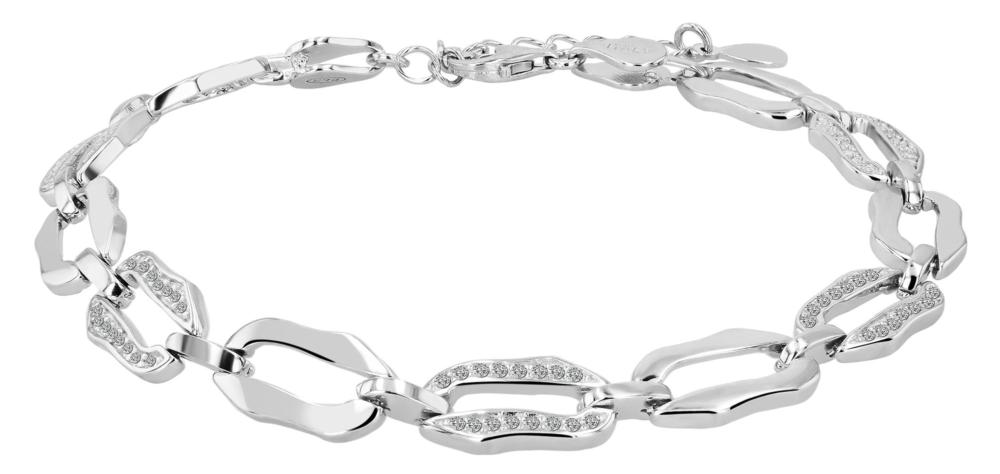 925/- Echt Silber Armband "Benilde" mit Besatz, 18 + 3 cm, rhodiniert