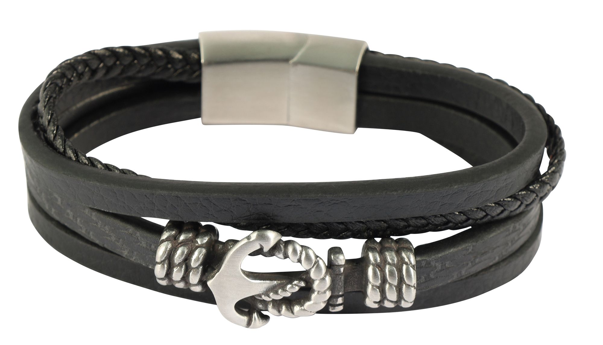 "Armin" Armband aus Lederimitat, 17 cm, VE-4