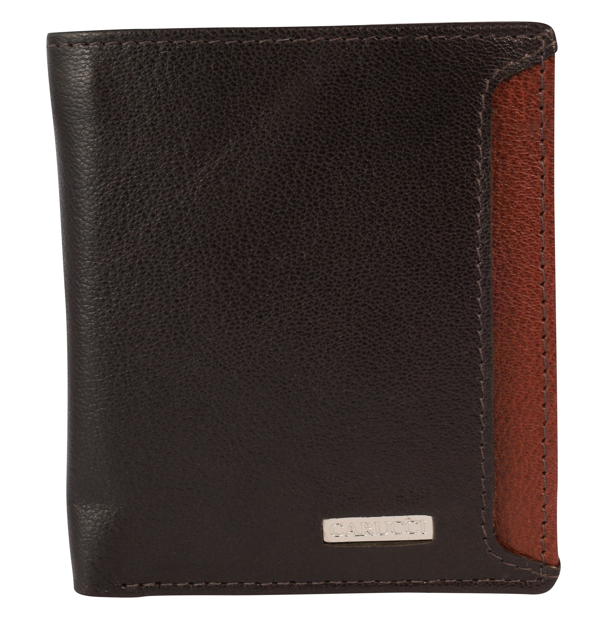 Carucci Echt Leder Kartenetui mit Scheinfach, RFID, Hochformat, braun/ tan