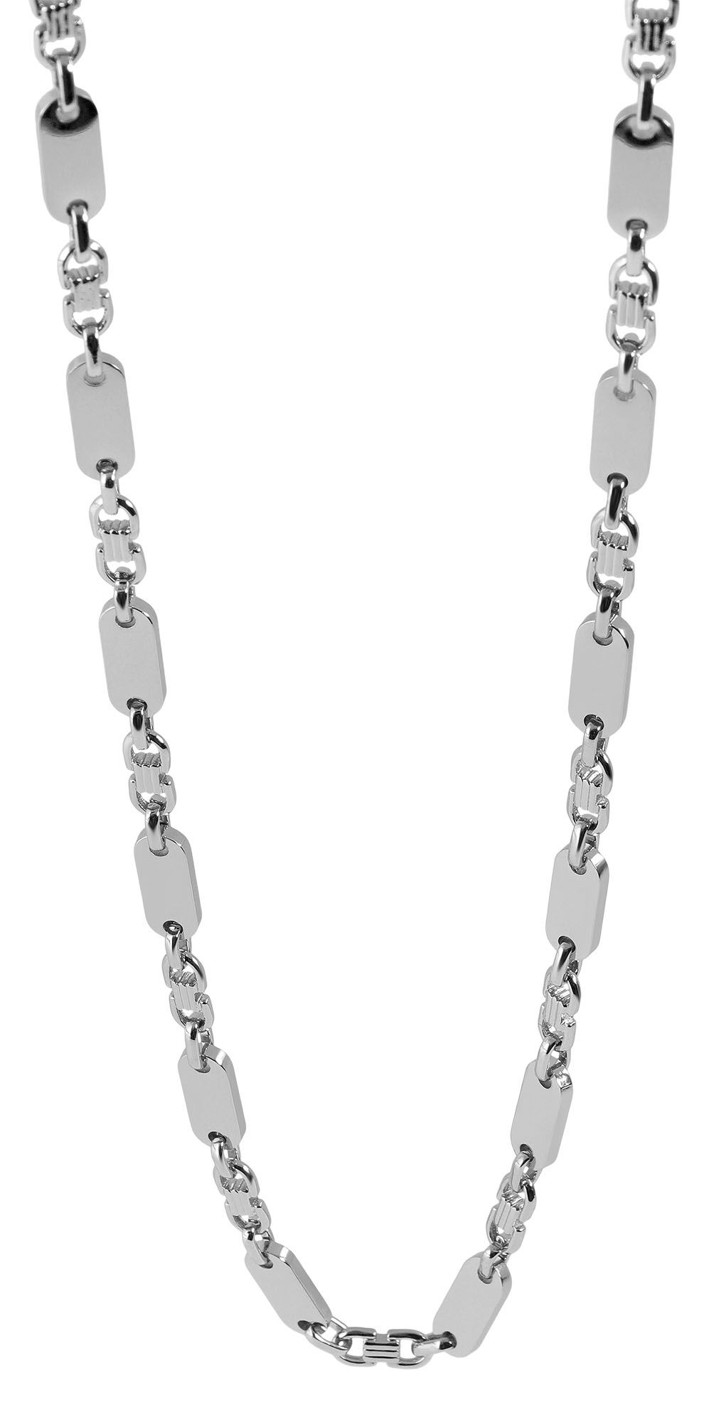 "Fadri", Edelstahl Plattenkette, silberfarben, 70 cm/ 6 mm