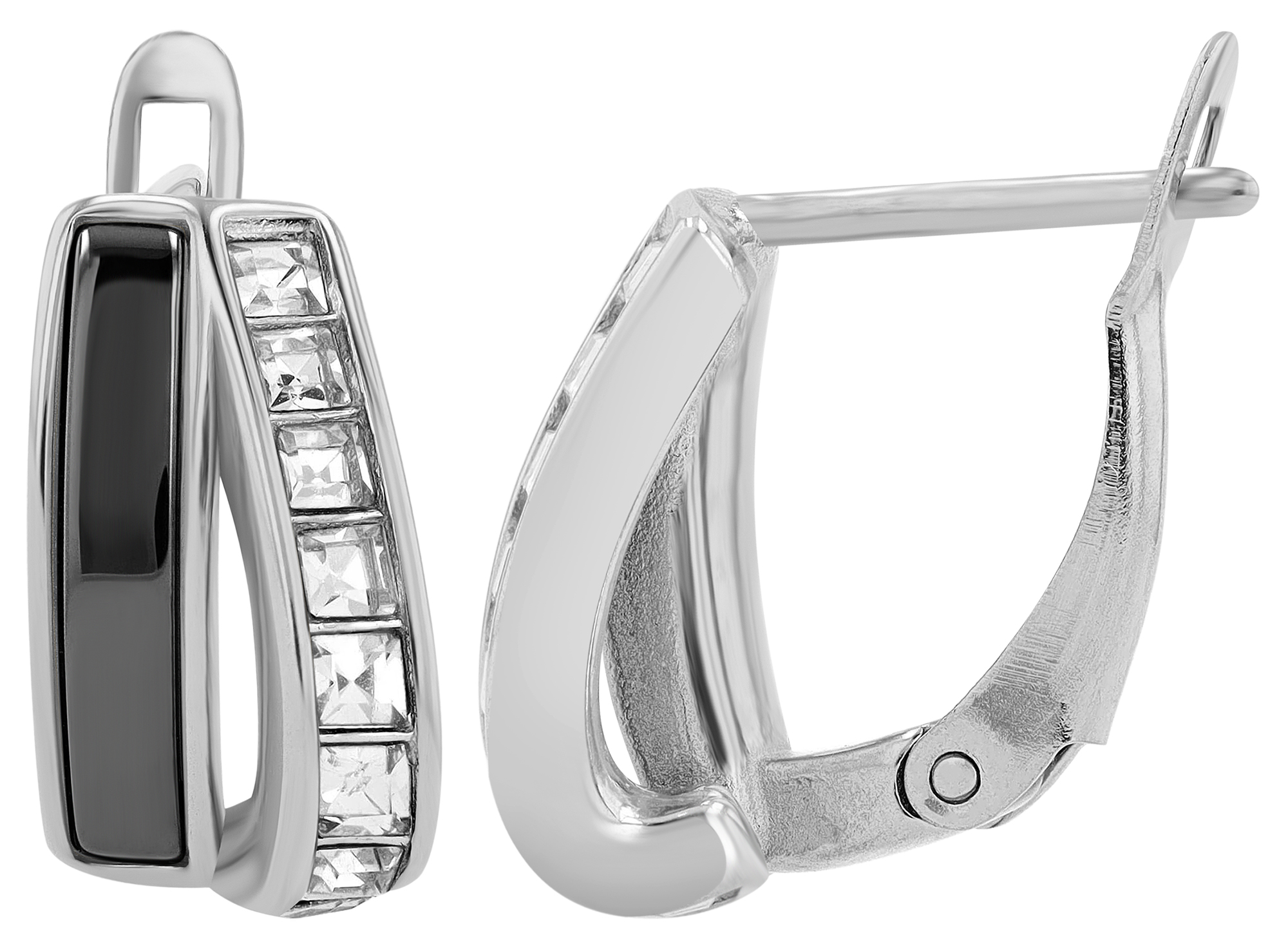 "Doris" Akzent Edelstahl-Keramik Ohrringe, Similibesatz