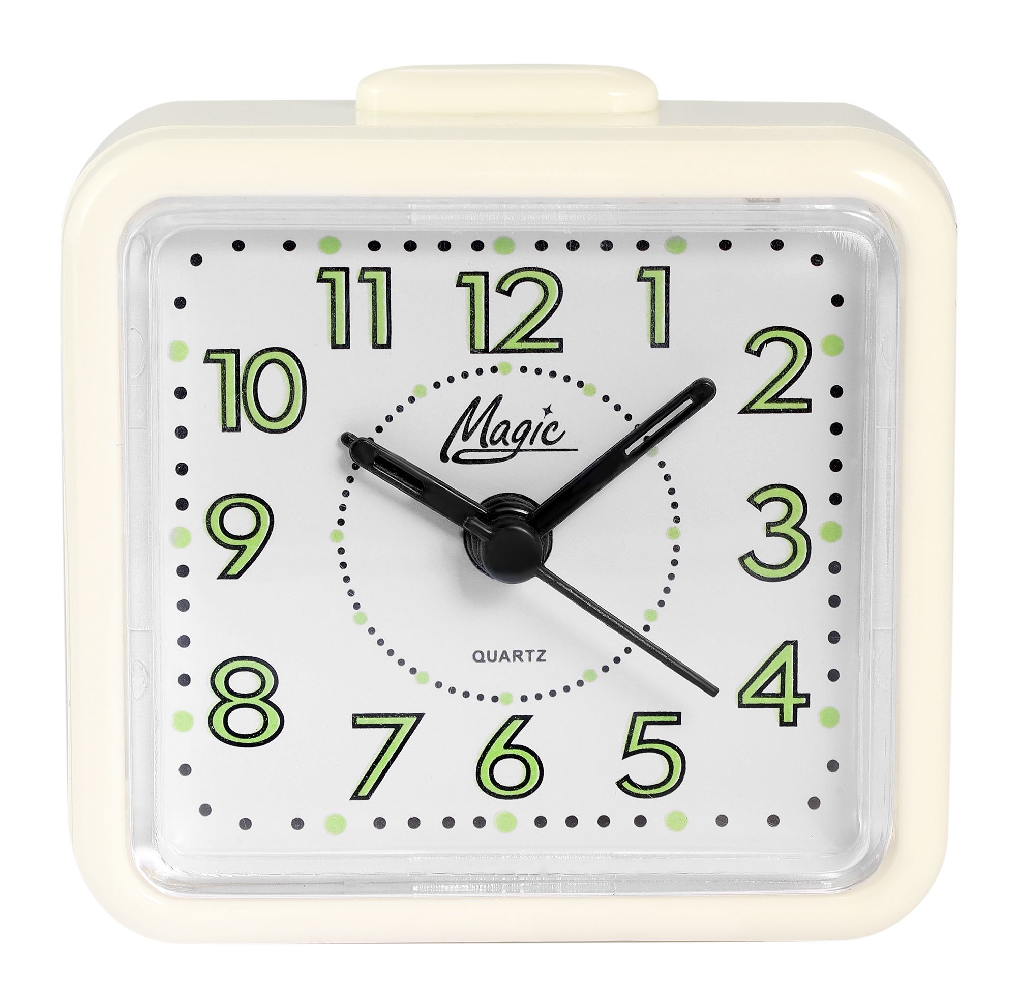 Quartzwecker mit Obenabsteller, weiß