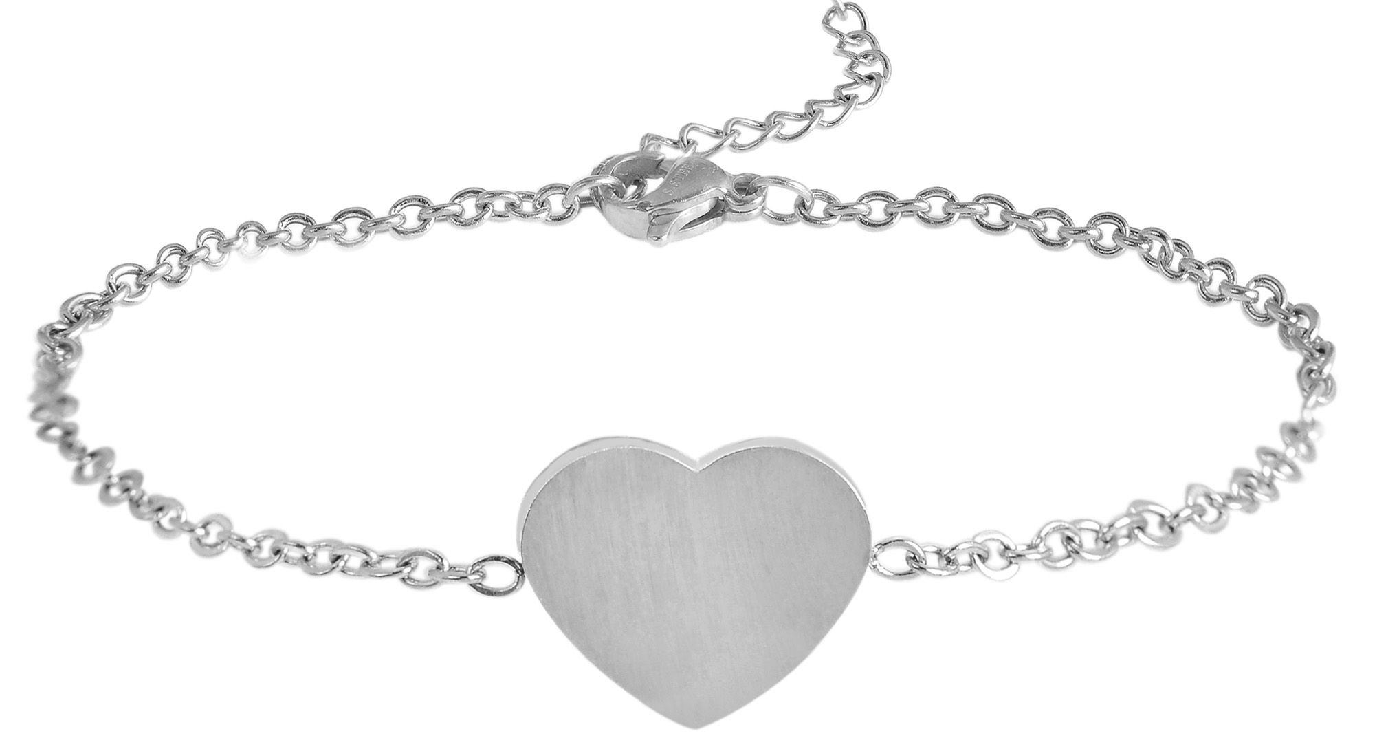 "Delmy" Akzent Edelstahl Damenarmband mit Herz, silberfarbig