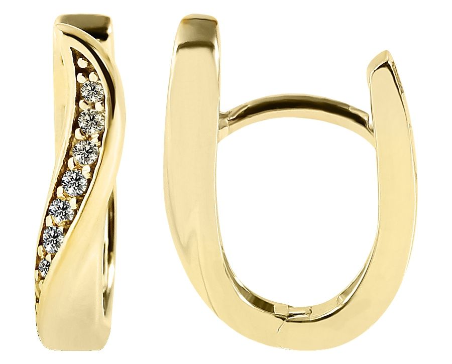 Gold Klapp-Creolen mit Zirkoniabesatz, 375er 9 Karat, Gelbgold