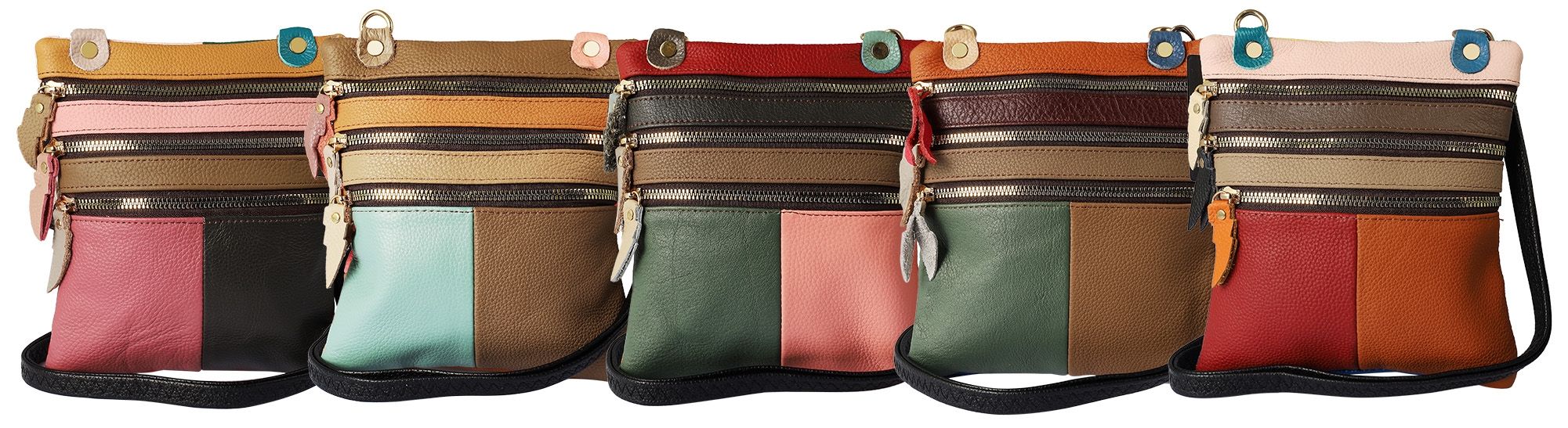 Modische Echtleder Umhängetasche, farblich sortiert