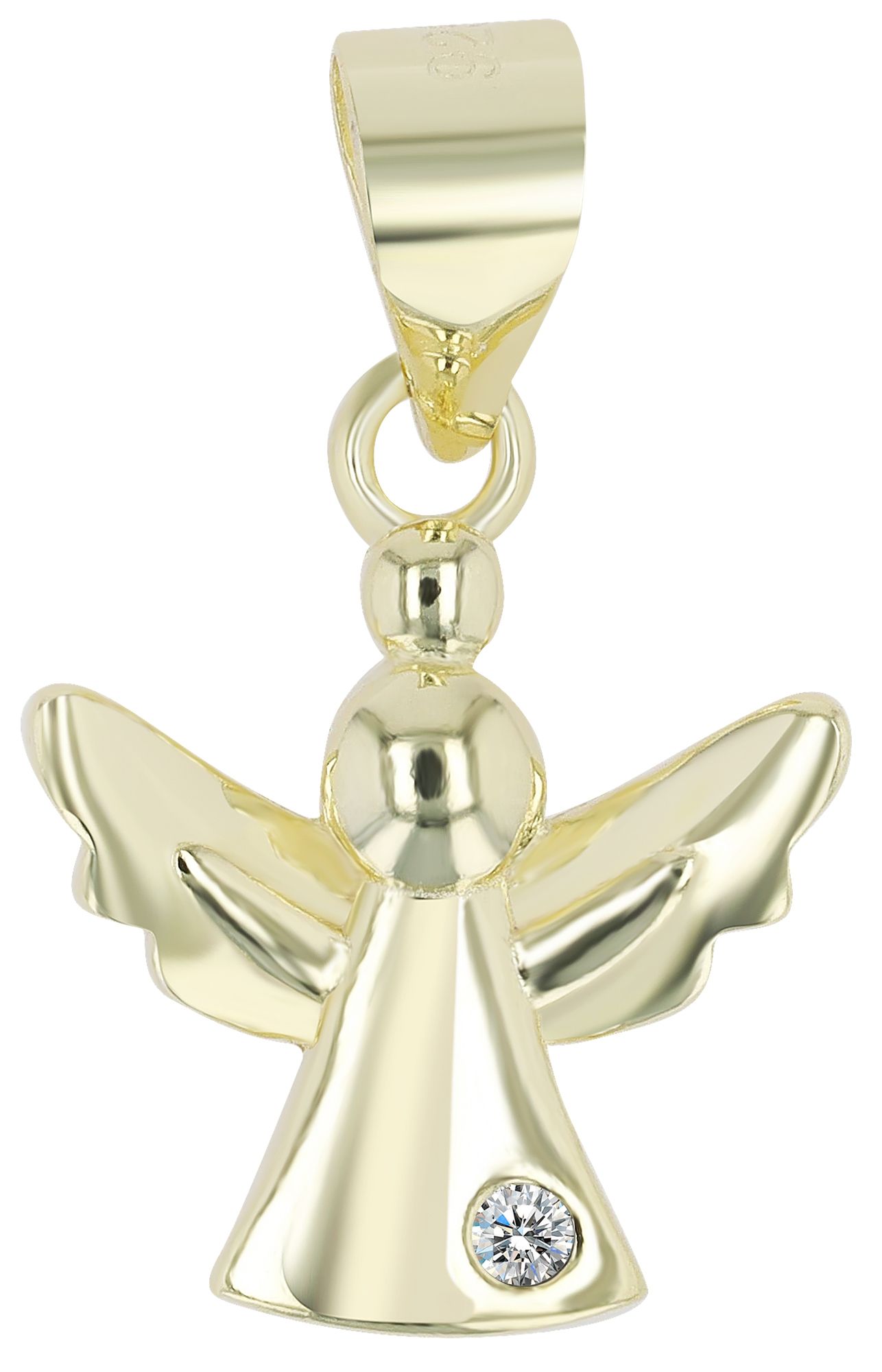 "Elva" 925/- Echt Silber Anhänger Engel mit Zirkoniabesatz, vergoldet