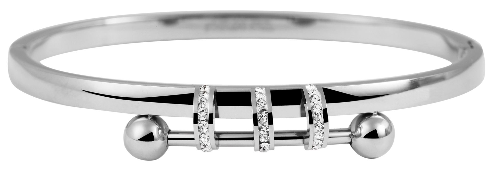 Akzent Armreif aus Edelstahl, Similibesatz, silberfarben