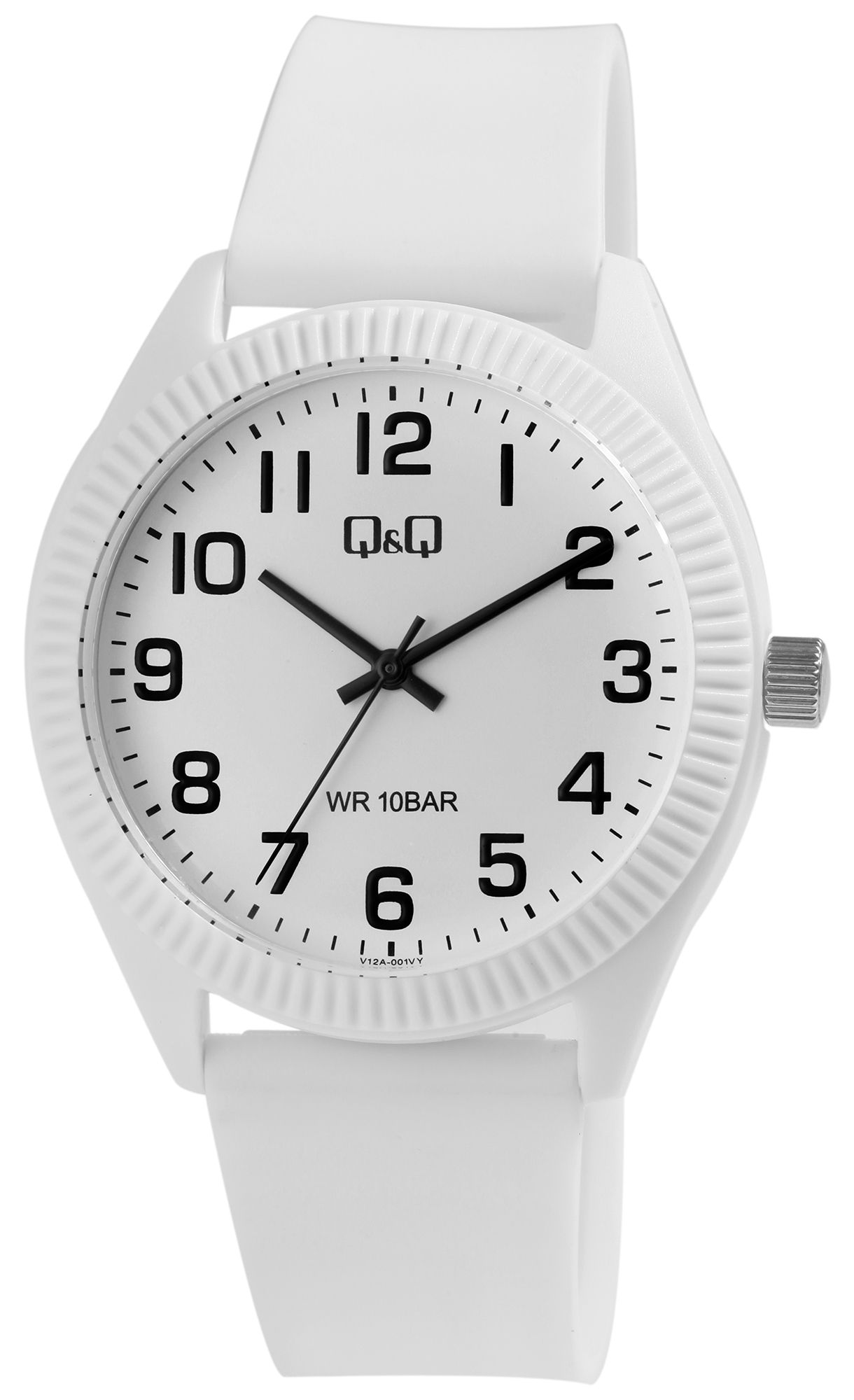 Q&Q Herrenuhr, Silikonband, Ø 41 mm, weiß