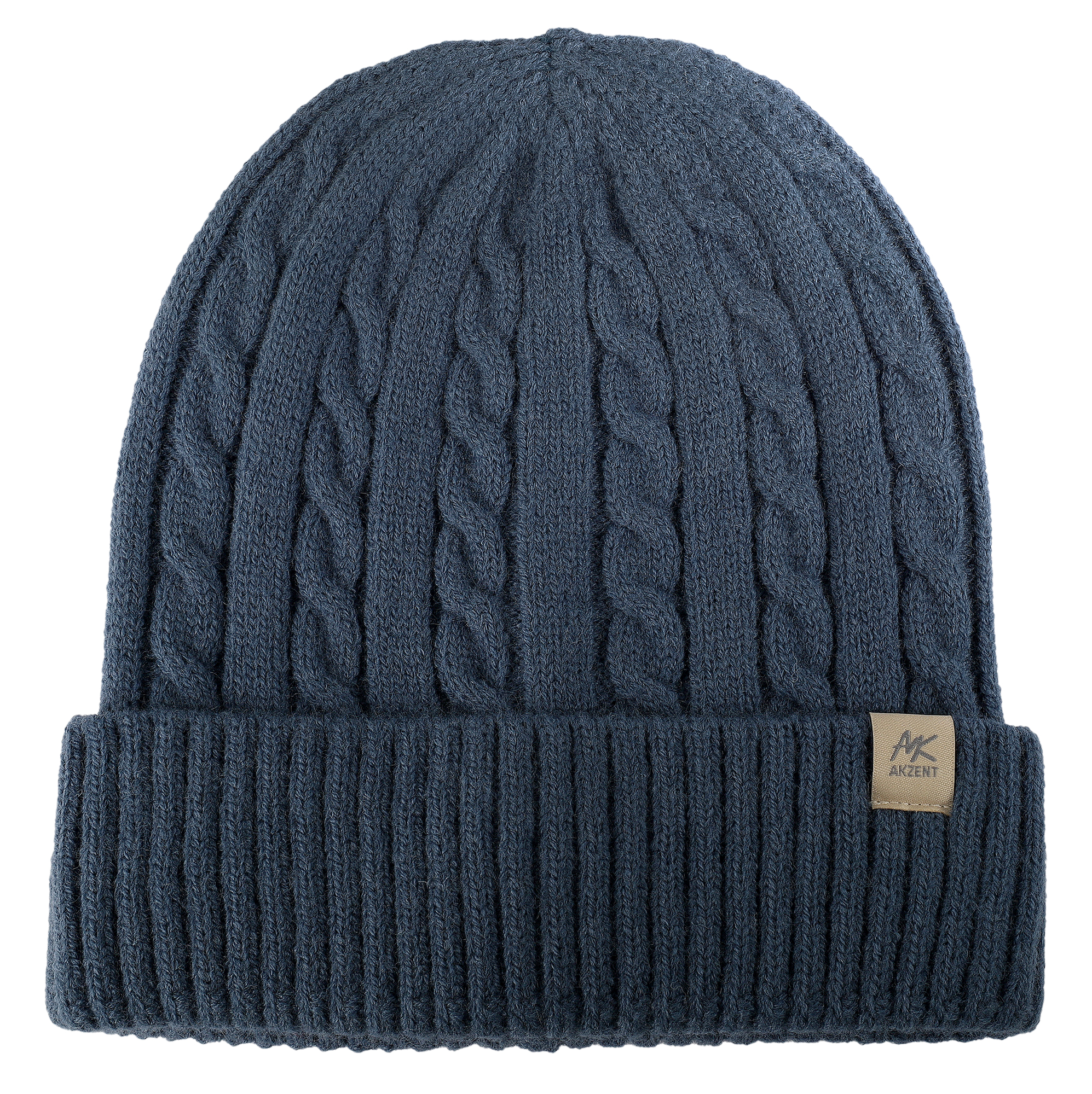 Akzent Strickmütze mit Umschlag, 100% Acryl, 4-VE, dunkelblau Akzent Strickmütze mit Umschlag, 100% Acryl, 4-VE, dunkelblau