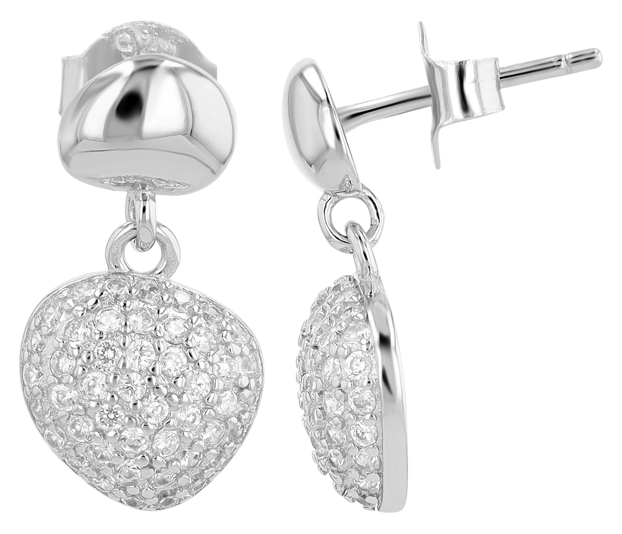 "Karin" 925/- Echt Silber Ohrstecker mit Hänger, Zirkoniabesatz, silberfarben rhodiniert