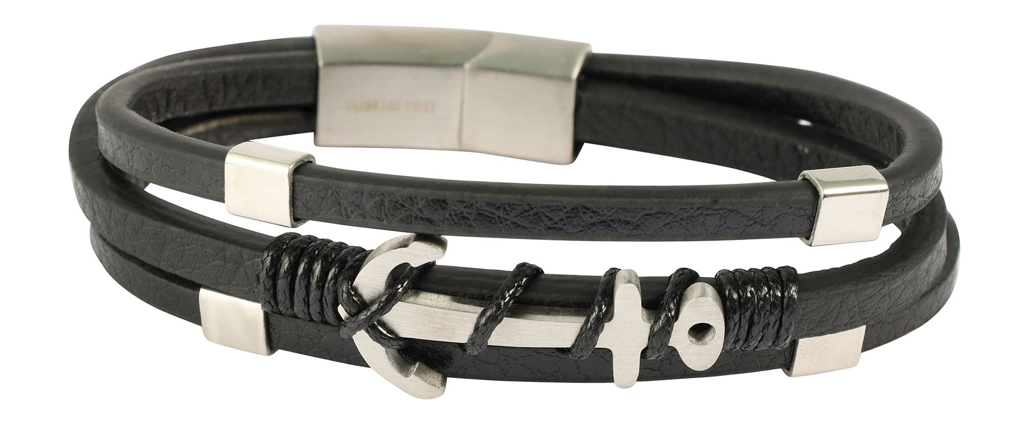 "Narius" 17 cm, Armband aus Lederimitat, Anker, VE 4