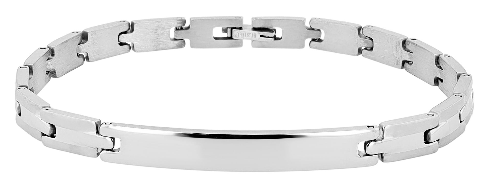 "Karima", Akzent Edelstahlarmband mit Gravurplatte, silberfarben