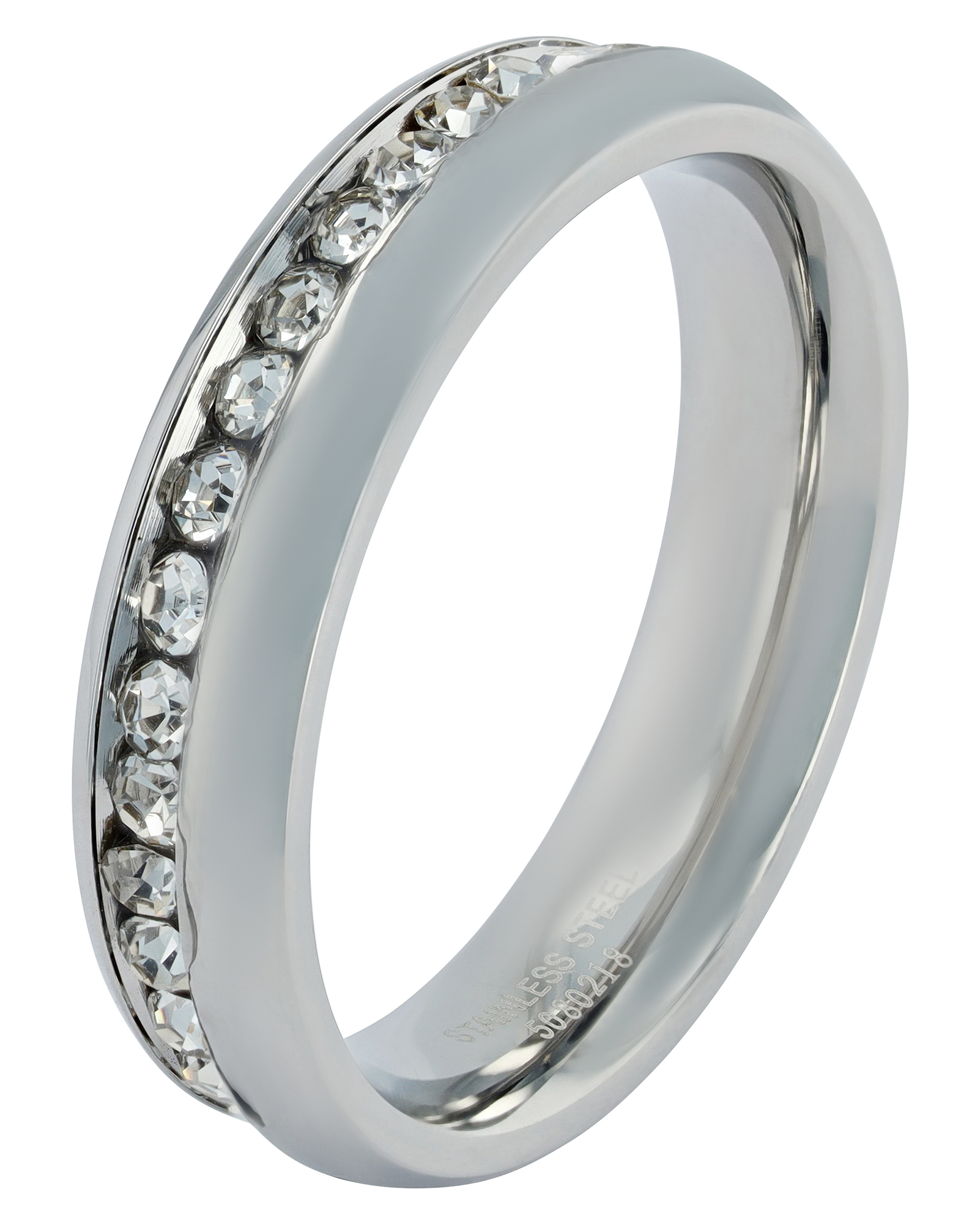 "beloved" Damen-Partnerring aus Edelstahl, Similibesatz, silberfarben, Gr. 54
