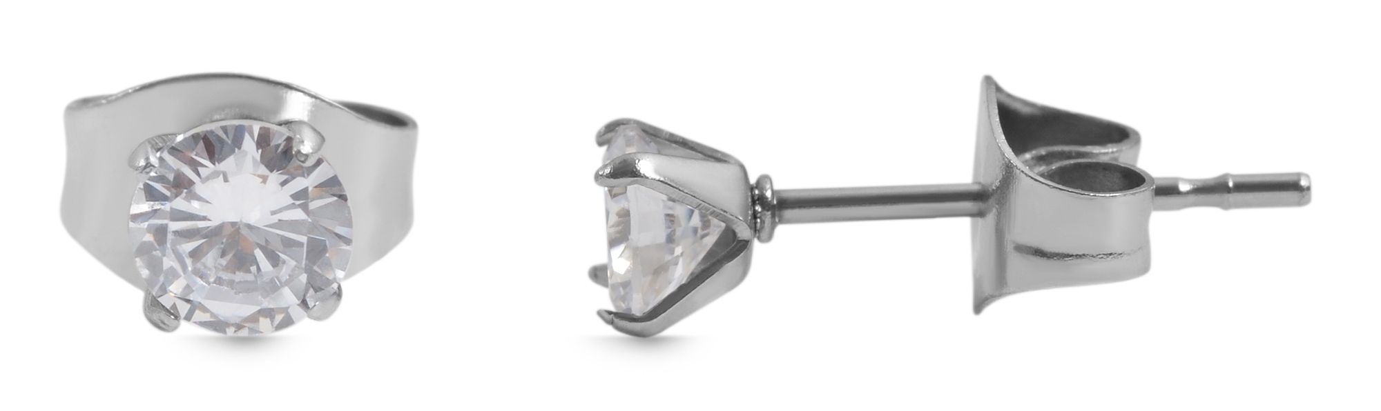 Akzent Ohrstecker aus Edelstahl mit Zirkonia in Krappenfassung