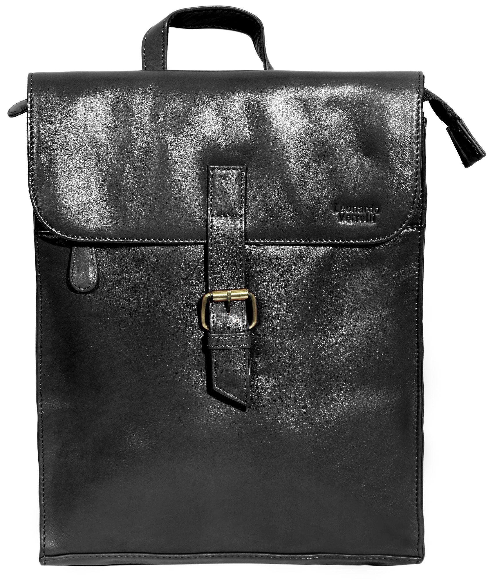 Leonardo Verrelli Echtleder Rucksack, schwarz