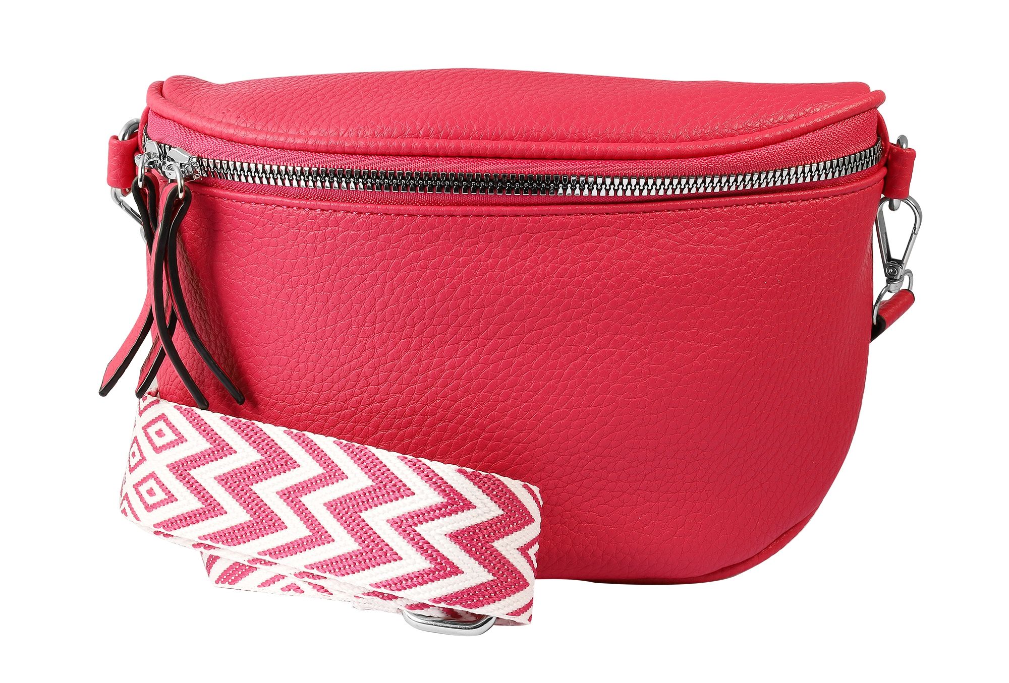 Bauchtasche mit abnehmbaren Gurt, Lederimitat, pink