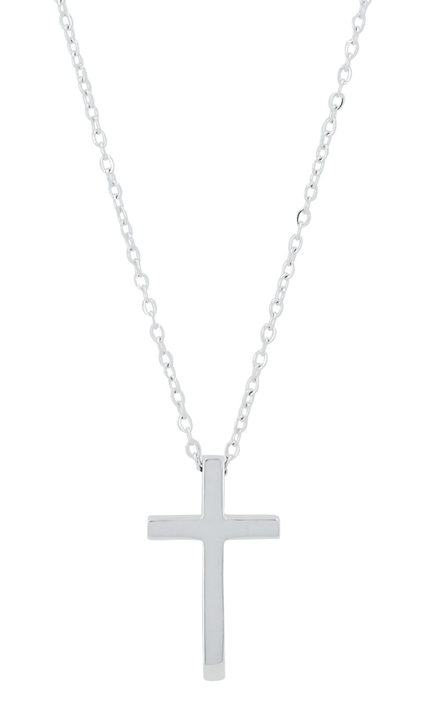 "Taylor" Akzent Ankerkette, Edelstahl, Kreuzanhänger, silberfarben, 42 + 5 cm