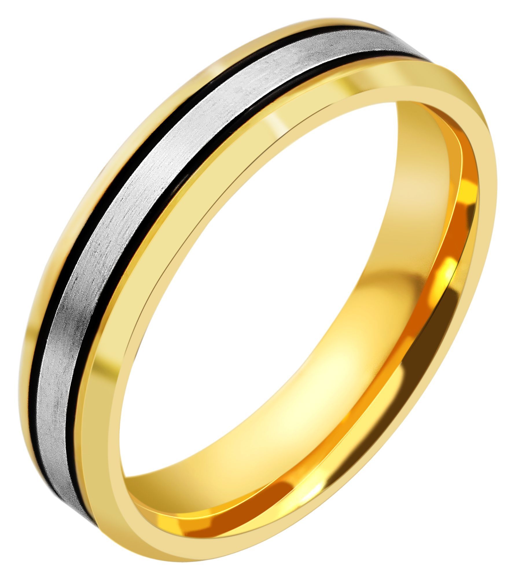 Akzent Partnerring für Damen, Edelstahl, tricolor, Gr. 62