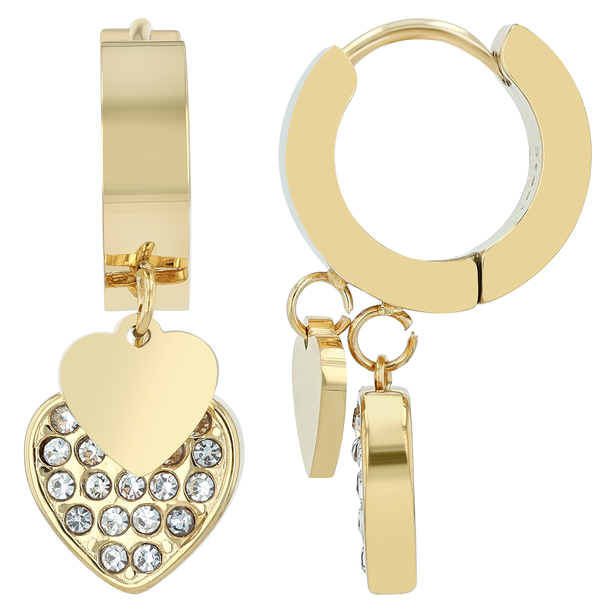 "Kara", Akzent Edelstahl Creolen mit Herz, goldfarben