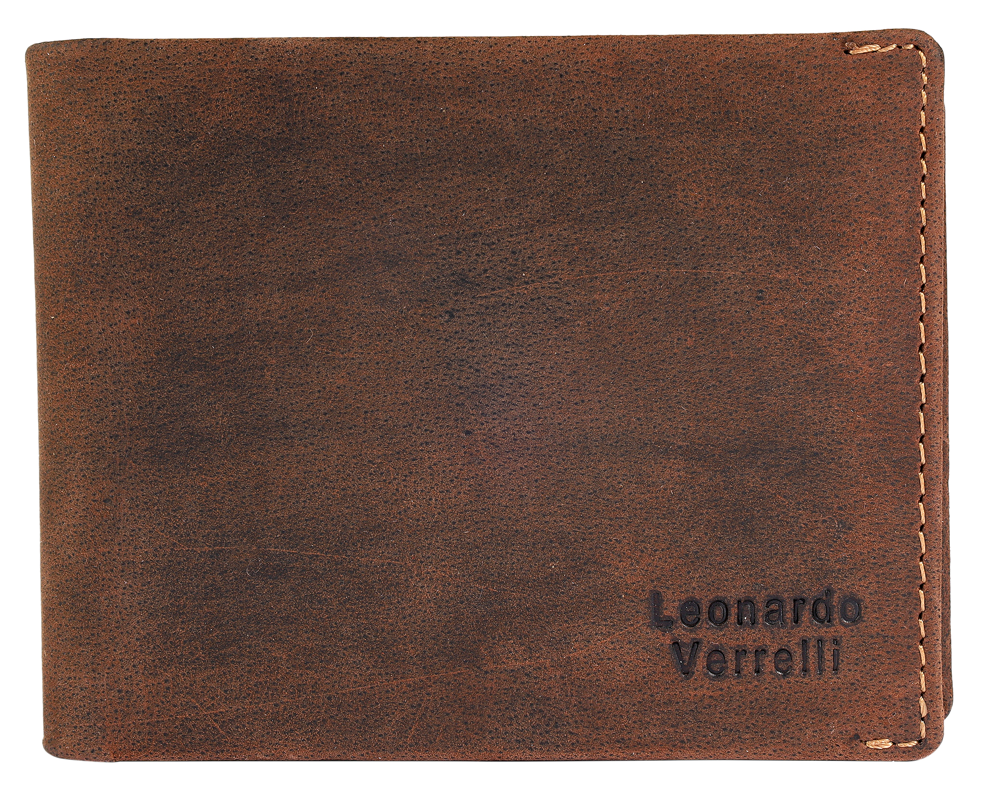 Leonardo Verrelli, Herren Echtleder Geldbörse, vintage, RFID, quer, braun