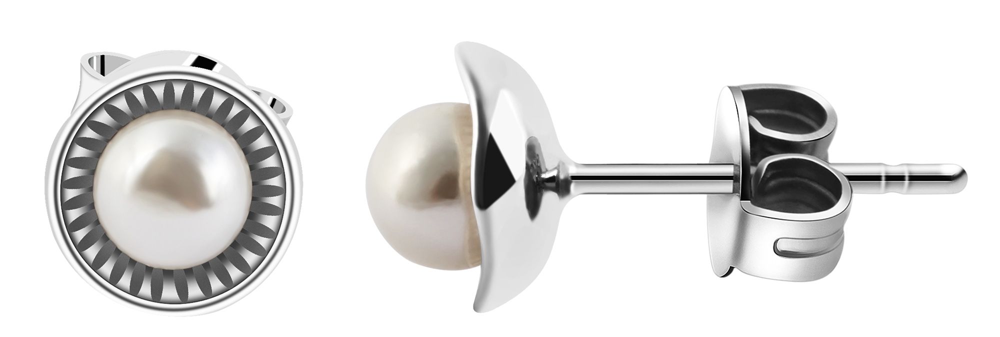 925/- Echt Silber Ohrstecker "Elira" mit Süßwasserperle, 925/rhodiniert