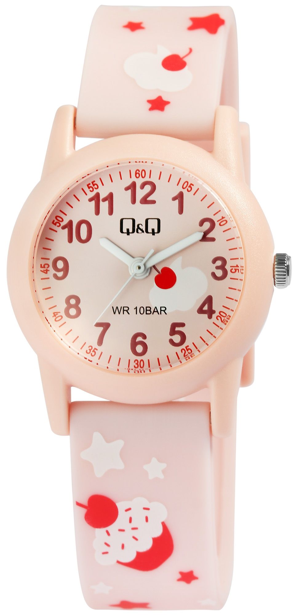 Q&Q Kinderuhr mit Silikonarmband "Cupcake", 10 Bar