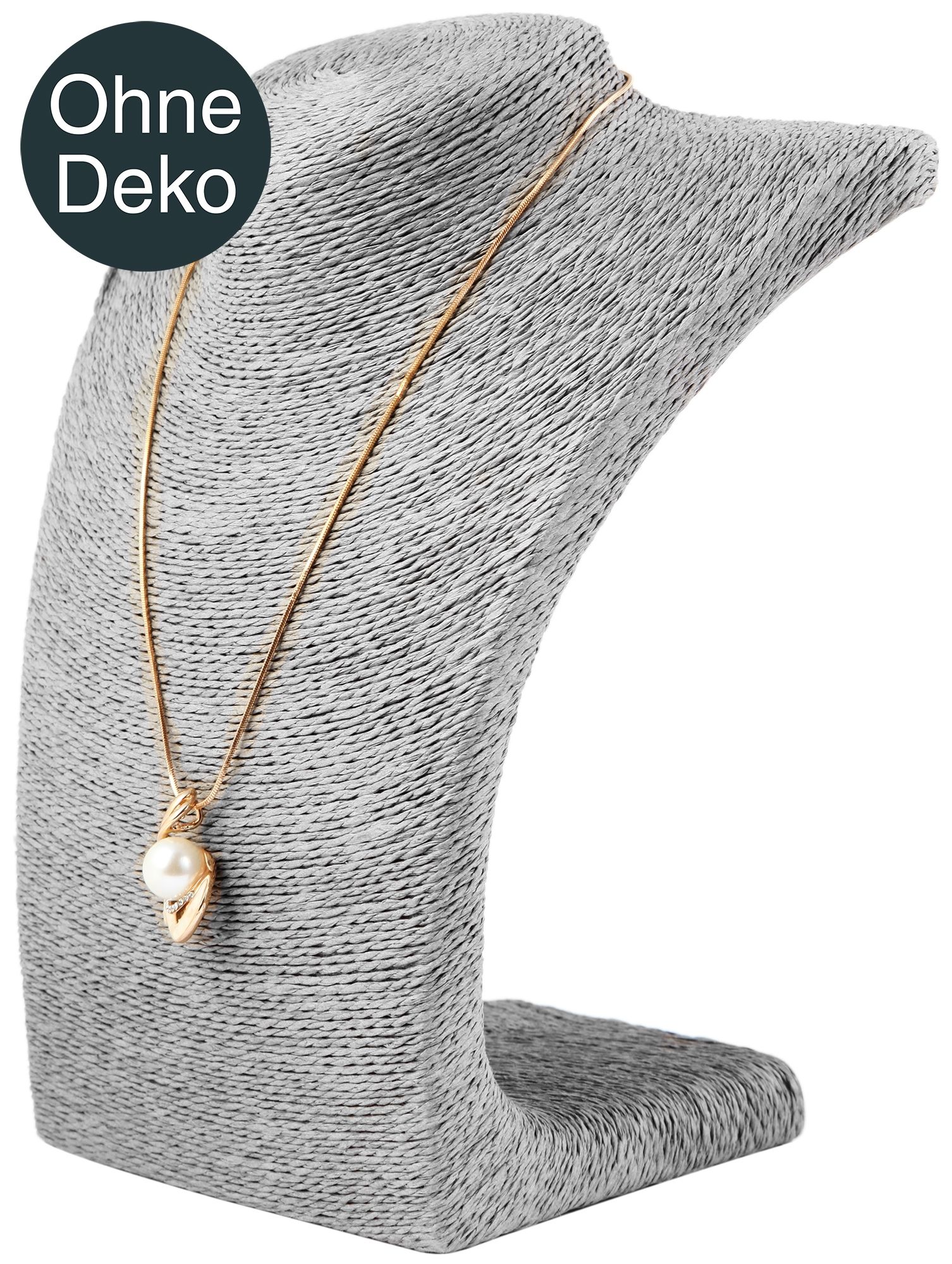 Büste aus Bastfaser, grau, 23 cm x 19,5 cm x 5,5 cm