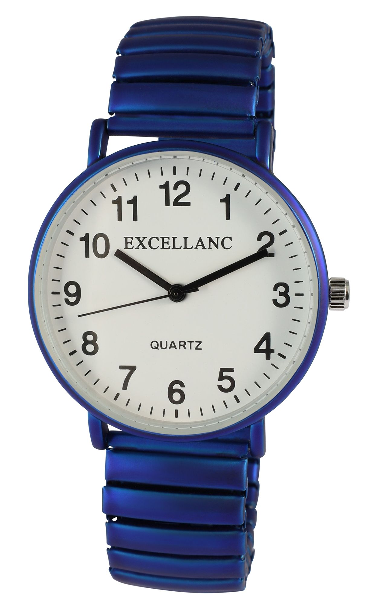 Excellanc Damenuhr mit Zugarmband, metallisches Design, blau