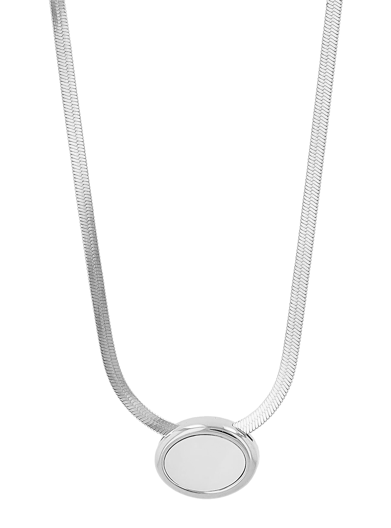 "Adwoa" Edelstahlkette mit Perlmutt Anhänger, 42 + 5 cm
