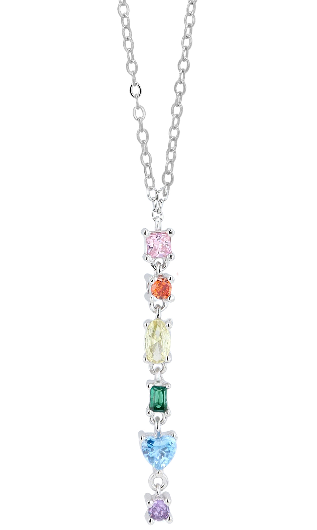 "Mina" 925/- Echt Silber Kette mit Anhänger, bunte Zirkonia, rhodiniert