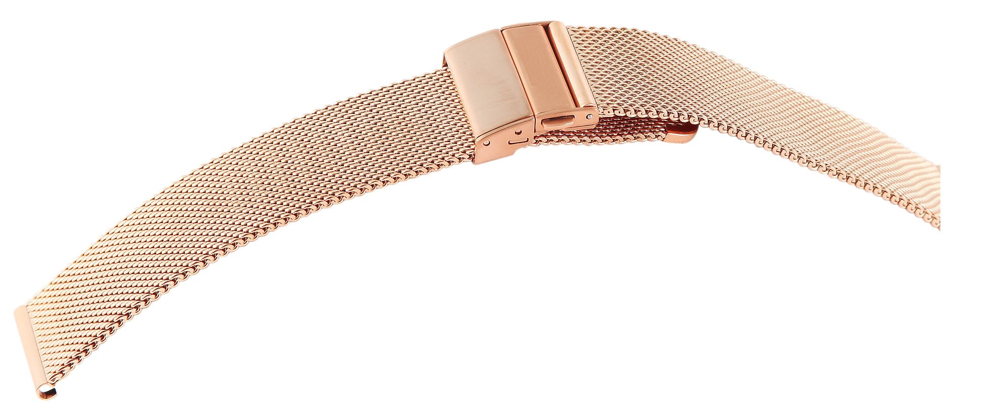 Edelstahl-Milanesearmband mit Faltschließe, roségoldfarben, 14 mm