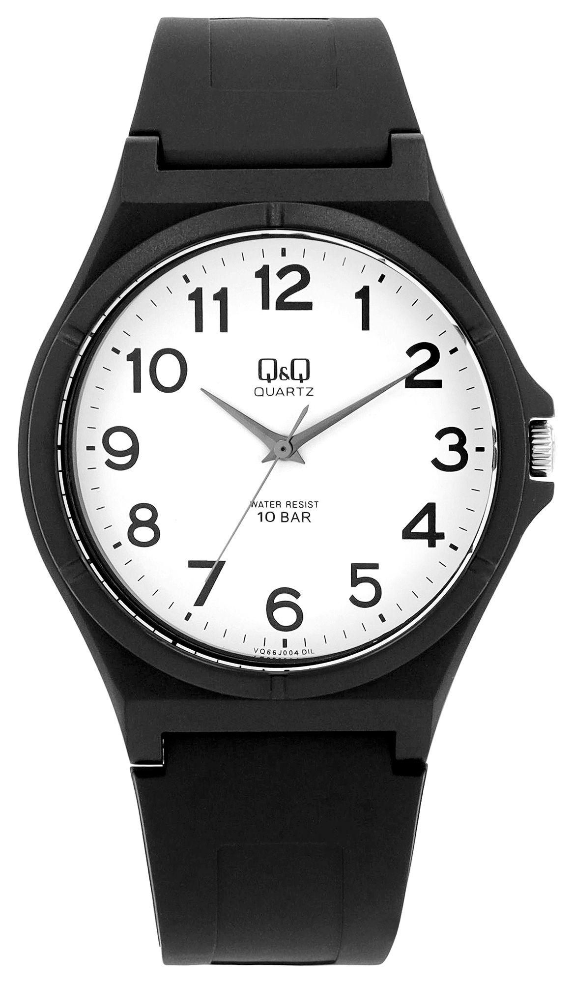 Q&Q Herrenuhr mit Resinband, Ø 43 mm, schwarz/ weiß