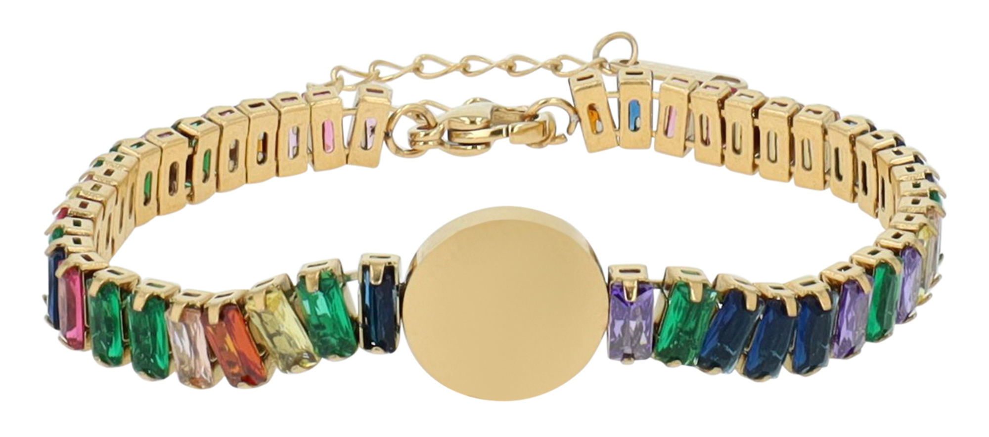 Akzent Armband "Alexa", Edelstahl & Zirkoniasteine, Gravurplatte, goldfarben