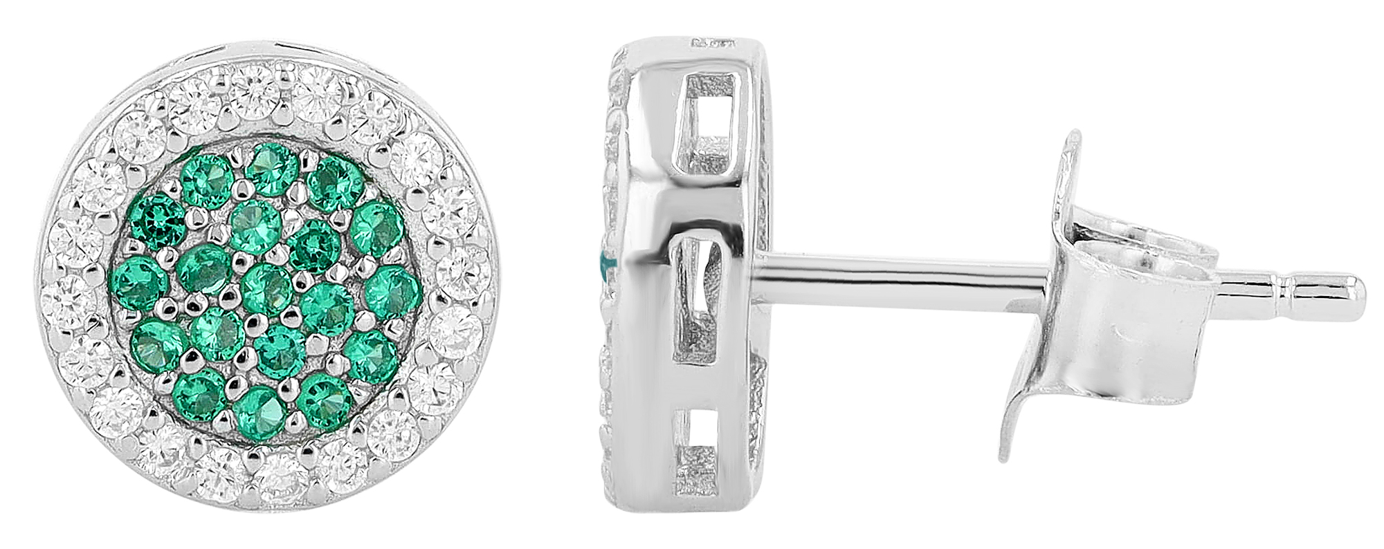 "Serane" 925/- Echt Silber Ohrstecker, Zirkonia grün, silberfarben rhodiniert