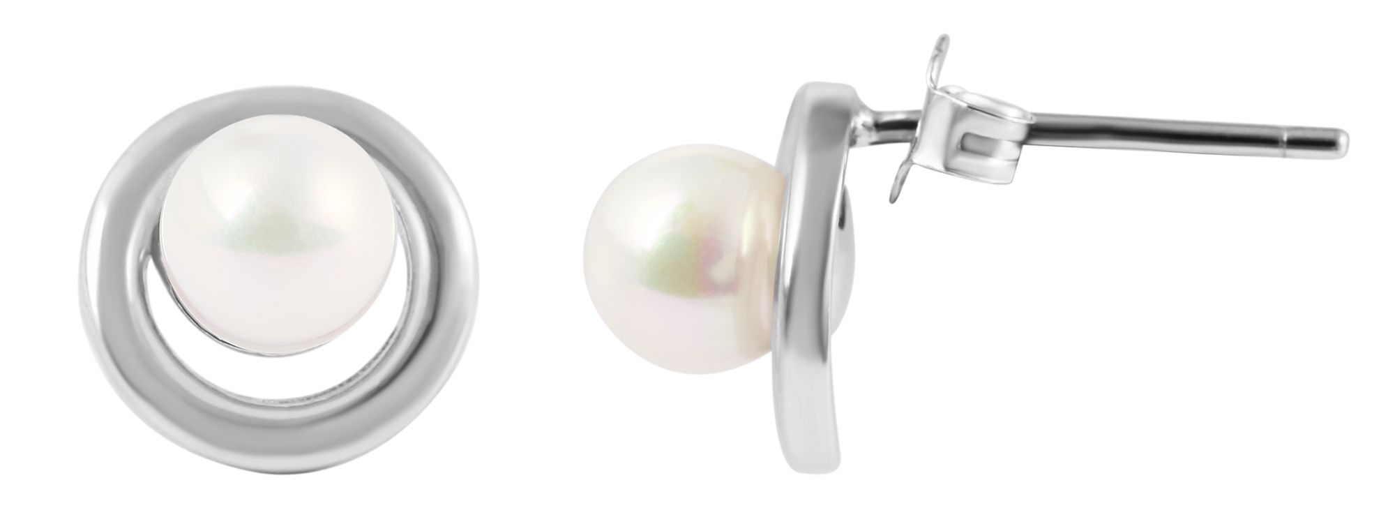 925/- Echt Silber Ohrstecker "Pippa" mit echter Süsswasserperle, 925/rhodiniert